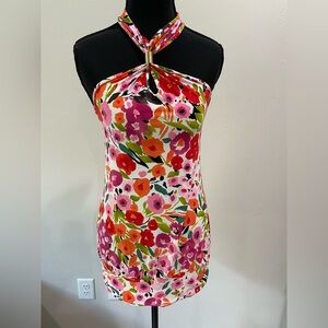 Express floral halter top with gold accent XS